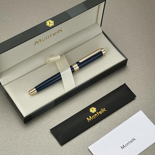 MCNTEIK 317 Rollerball - Stunning Luxury Blue Lacquer Pen with 24K Gold Finish, Schmidt Black Ink Refill, Fancy Gift Set for Men & Women, Professional, Graduation Executive Office, Nice Classic Pens - color: Blue and 24K Gold