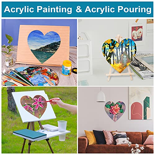 NBEADS 12 Pcs Heart Painting Canvas Panels, 5.9inch Blank Canvas Drawing Boards for Oil & Acrylic Painting Students Artist Hobby Painters and Beginners, 15x15cm - size: L.W: 6"×6"/Thi: 0.1"-Heart