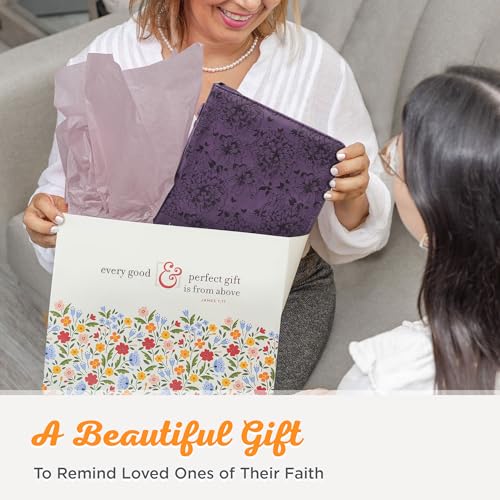Christian Art Gifts Women's Fashion Bible Cover I Can Do All Things Philippians 4:13, Purple Floral Faux Leather (Medium) - size: Medium