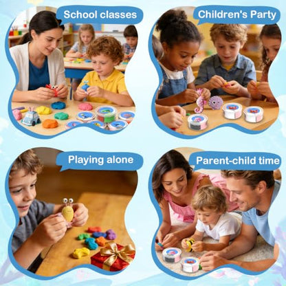 Air Dry Clay Kit - 12 Marine Animal Modeling Clay for Kids, Complete DIY Clay Craft Set with Sculpting Tools & Step-by-Step Tutorials, Ultra Soft & Non-Sticky Clay, Children's Day Gift Ideas - color: Clay Marine Kit