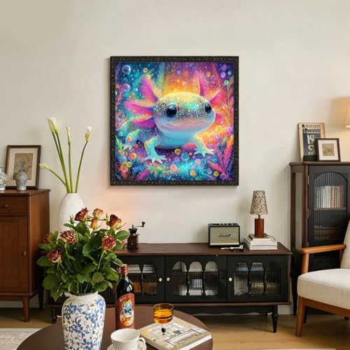 5D Colorful Glittering Axolotl Diamond Art kits for Adults Beginners | Cute Animals Diamond Painting Kit DIY Full Round Drill Paint by Diamonds Dot Gem Art for Adult, Home Wall Decor 13.7x13.7Inch - color: KM1160-1