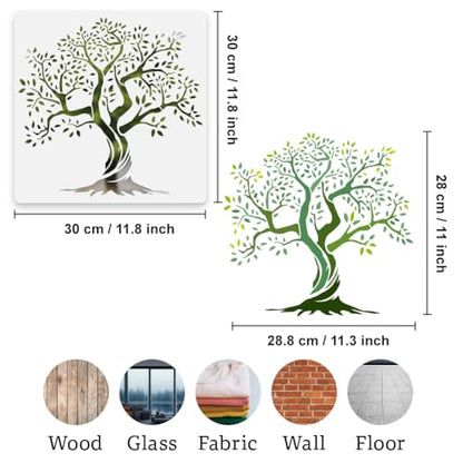 Tree of Life Stencil, Reusable Painting Template, DIY Home Decor | 11.8" x 11.8" Plastic Craft Stencil, Tree Wall Stencil, DIY Home Decor Template for Wood Wall Floor Fabric Glass Furniture - style: Tree of Life A