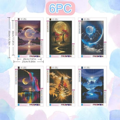 6 Pack Diamond Art Kits for Adults,Landscape 5D Diamond Painting Sets - color: KM463+464+465+466+467+468-1