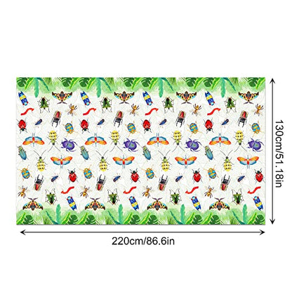 1 Pack Insects Party Plastic Tablecloth 54 x 87 Inch Long Rectangular Table Cover for Buffet, Birthday Party Holiday Dinner, Picnic or Tablecloth for Kitchen Event Use - color: Insect