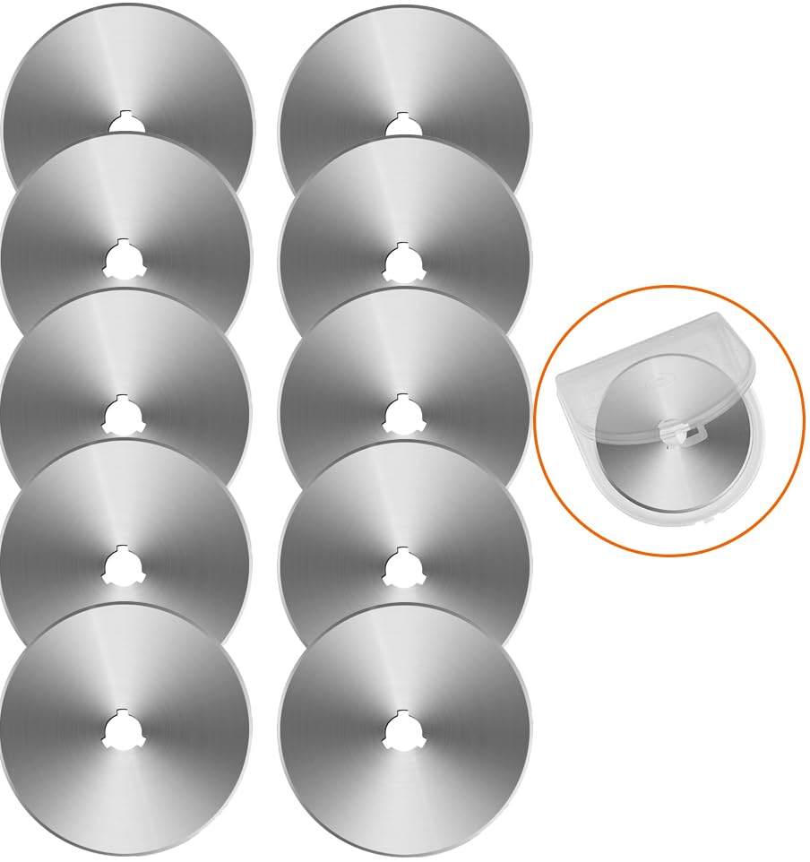 60mm Rotary Cutter Blades 10 Pack Replacement Blades Fits Fiskars, OLFA,Martelli,Dremel,Truecut,DAFA for Quilting Scrapbooking Sewing Arts & Crafts Sharp and Durable Cutter Blade - color: Silver (60mm 10pcs)