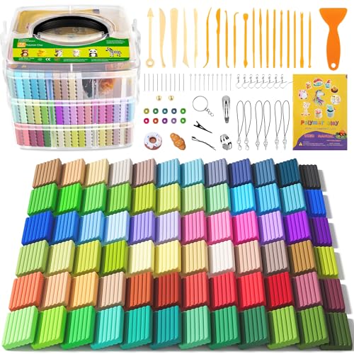 Aestd-ST Polymer Clay 72 Colors, Oven Bake Modeling Clay for Kids & Artists | Easy to Shape, Non-Sticky, Colorful, Portable Storage Box, 20 Sculpting Tools, Accessories, DIY Starter Kit for Kids & Adults - color: 72-B Colors