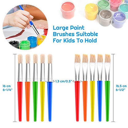 Anezus 30 Kids Paint Brushes Set with Jumbo Round Watercolor and Large Flat Craft Brushes (Pack of 2) - size: 6 1/4inch (Pack of 2)