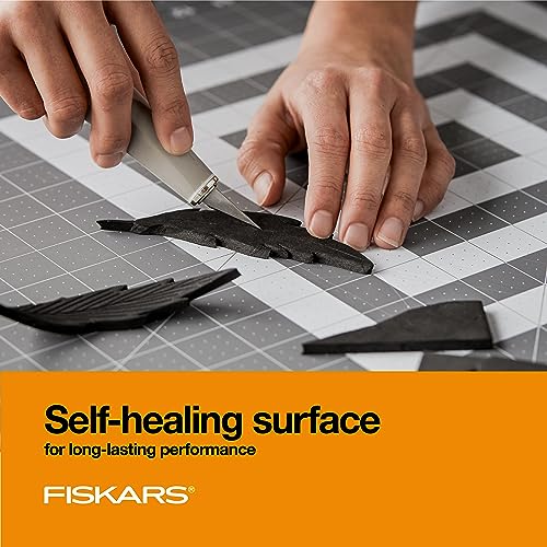 Fiskars 24" x 36" Self Healing Cutting Mat, Extra Large Double-Sided Grid | Quilting, Sewing & Craft Cutting Board, with 30 45 60 Degree Bias Lines for Fabric Paper and DIY Projects - color: Gray, size: 24"L x 36"W