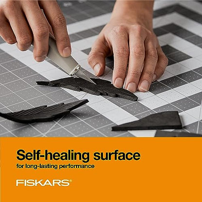 Fiskars 24" x 36" Self Healing Cutting Mat, Extra Large Double-Sided Grid | Quilting, Sewing & Craft Cutting Board, with 30 45 60 Degree Bias Lines for Fabric Paper and DIY Projects - color: Gray, size: 24"L x 36"W
