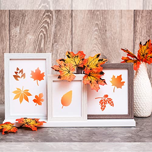 20 Pieces Autumn Leaf Stencils Fall Pumpkin Templates Reusable Craft Stencils Plastic Painting Harvest Stencil for Craft DIY Fabric Canvas Wall Maple Leaf Pumpkin Painting Home Decorations(Leaves) - style: Leaves