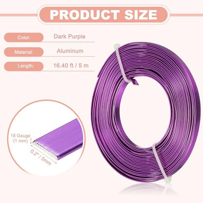 uxcell 18 Gauge Flat Aluminum Wire, 16.40 ft 5mm Wide Aluminum Crafts Wire for Flower Bonsai Crafts Carving DIY Bezel Sculpting Gem Metal Wrap, Dark Purple - color: Dark Purple, size: 5mm