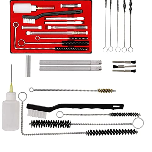 YUZES Spray Gun Cleaning Kit, 23-Piece Brush & Needle Set for Paint Guns | Brushes, Needle Picks & Tube Cleaners for Nozzles, Air Caps & Passages, Fits Suction, Gravity, Pressure Feed and Airbrushes
