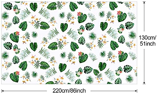 2 Pack Hawaiian Luau Tablecloths for Party Decoration, Hawaii Disposable Plastic Rectangular Table Covers, Aloha Tropical Palm Leaves Table Cloth, Summer Beach Kids Birthday Cocktail Party Supplies