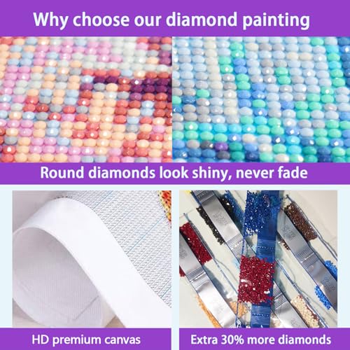 JXDXDJ 5D Diamond Painting Kits for Beginners,Ancient Tree Full Drill Diamond Art Kits for Adults,DIY American Flag Round Diamond Dots for Adults Crafts,Gem Painting Home Wall Decor 13.78x13.78 Inch