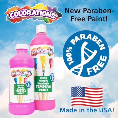 Colorations Paraben-Free Metallic Simply Washable Tempera Paint | Set of 6, 8 oz Bottles - color: Metallic, 6 Pack