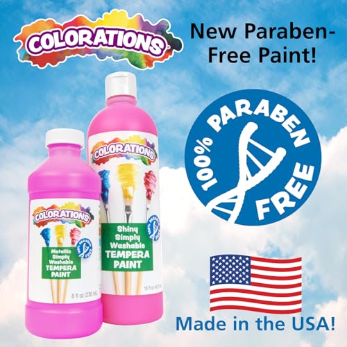 Colorations Paraben-Free Metallic Simply Washable Tempera Paint - color: Metallic, 6 Pack