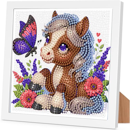 Arttoplus Horse Diamond Art Painting Kits for Kids with Frame 7x7 inch - color: CC1056-US