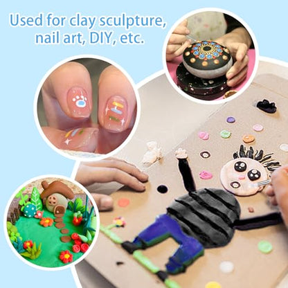 Dotting Tools, Silicone Clay Sculpting Tool, Clay Tools | Polymer Clay Tools, Clay Sculpting Tools with 15 PCS Modeling Dotting Tool, Embossing Tool for Modeling, Nail, Painting - color: Color B