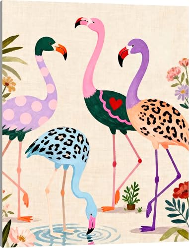 TINDAY Flamingo Paint by Numbers Kit for Beginner Adults Easy Oil Paint | Artist Paint by Number Kit Animal DIY Watercolor Painting by Number for Adult on Canvas Acrylic Wall Decor 16x20 In - color: Flamingo