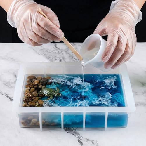 4 Pack Large Rectangular Resin Molds, Epoxy Resin Casting Silicone Mold Set (56oz, 19oz, 14oz, 10oz), Deep Pour Molds for Flower Preservation, DIY Bookends, Wedding Bouquet Keepsakes, Home Decor