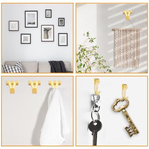 303Pcs Picture Hanging Kit, Picture Hangers Assorted Kit with Heavy Duty Picture Hanging Hooks/Hardware Nails/Sawtooth/Wire/D Rings/Level, Metal Picture Wall Hooks for Frame Canvas Mounting - size: Gold