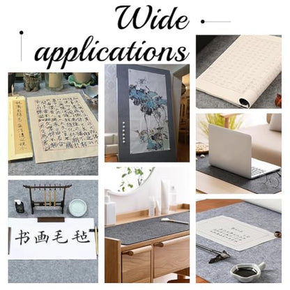 PH PandaHall 48 x 32 Inch Chinese Calligraphy Drawing Felt Mat Water Drawing Cloth, Gray Writing Felt Mat Reusable Water Paper Felt Desk Pad for Calligraphy Practicing Painting Beginners