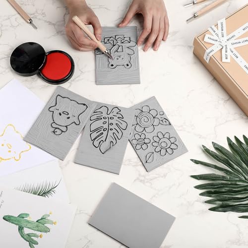 Frienda 30 Pcs 4" x 6" Rubber Linoleum Block for Printmaking,Grey - color: Grey