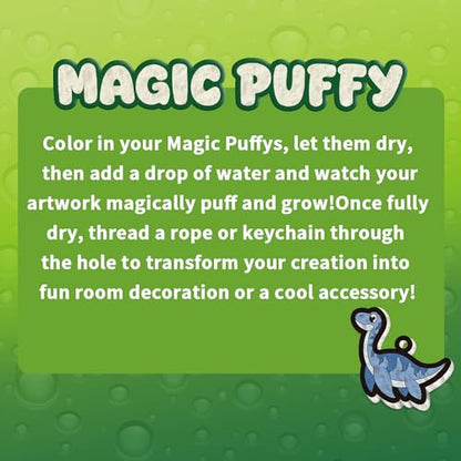 MZYTOZA 3D Art Kit Aqua Magic Puffs Dinosaur - Double-Sided, 15 Mess-Free Paint by Number Craft for Kids, Christmas Gift Idea & Stocking Stuffer, Art Projects with Puff Markers - color: Double-sided Dinosaurs