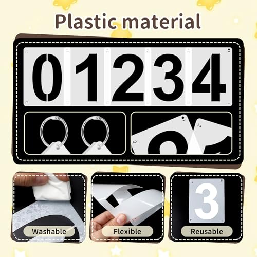 4,6,8 Inch Number Stencils,30Pcs Plastic Stencils Reusable Curb Stencil Kit | Washable 0-9 Large Number Stencil for Address Painting,Digital Templates for Spray Painting,DIY Crafts,Address Signs - size: 4Inch,6Inch,8Inch