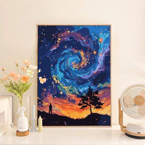 Paint by Numbers Kit for Adults Beginner, Fantasy Night Sky, 16x20 Inch - color: LBUSOPNF1P02