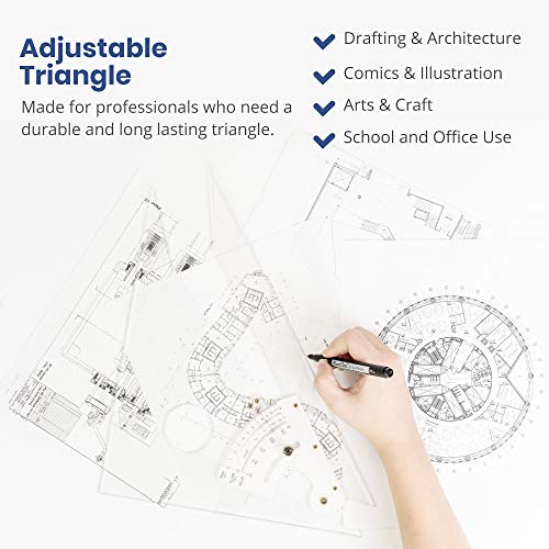 Pacific Arc Adjustable 12 Inch Triangle Plain Edge for Drafting, Architect, Engineer - style: 12 inch