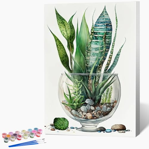 Paint by Numbers Kit for Adults Beginner with Wooden Frame, Plants Framed Adult Paint by Number Kits on Canvas, DIY Easy Acrylic Watercolor Oil Paint by Number for Adults for Home Decor Gift 8x12 Inch - color: DG-OP-F-TigerPiranha-2030