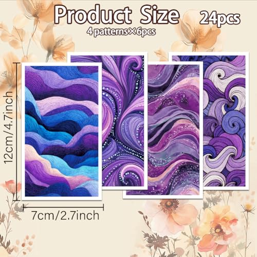 OLYCRAFT 24Pcs Mauve Waves Clay Transfer Paper 4 Styles Transfer Paper for Polymer Abstract Waves Polymer Clay Transfers Sheets Wavy Lines Transfers Papers for Clays Earrings Jewelry Making - style: Mauve Waves