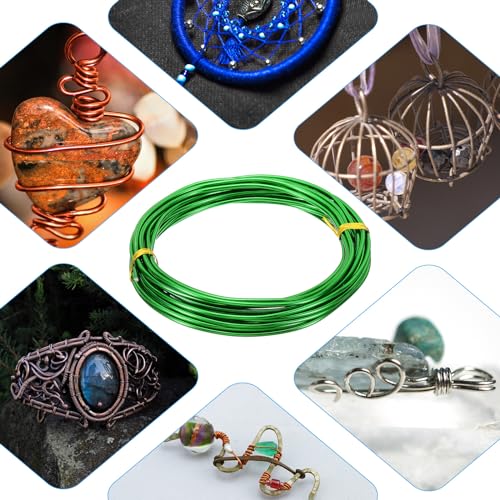 PATIKIL Aluminum Jewelry Wire, 16.4ft x 4pcs, 2mm/12 Gauge, Green - color: Green, size: 2mm x 16.4ft