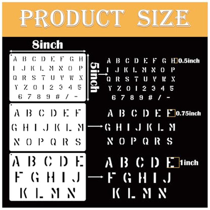 1/2 Inch 3/4 Inch 1 Inch Military Letter and Number Stencil Reusable Small Paint Stencils for Labels, Crafts, Journal, Wall Sign, Fabric, Paper, Door (leter6)