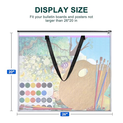 2 Pack Bulletin Board Poster Storage Bag, Art Portfolio Bag, Portfolio Folder for Artwork, Artwork Storage Case for Poster, Bulletin Board, Scrapbook, Keepsake and Teaching Materials (26'' x 20'')