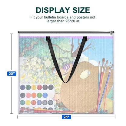 2 Pack Bulletin Board Poster Storage Bag, Art Portfolio Bag, Portfolio Folder for Artwork, Artwork Storage Case for Poster, Bulletin Board, Scrapbook, Keepsake and Teaching Materials (26'' x 20'')