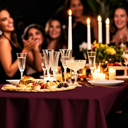 54IN X 320FT Plastic Table Cover Roll with Cutter Box, Cut to Size Plastic Table Cloths for Parties, Birthday, (Burgundy, 54"x3840"(Rectangular)) - color: Burgundy, size: 3840" x 54" (Rectangular)