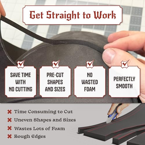 The Foamory Black EVA Foam Dowel - Half Round 30mm x 2M Length Craft Stick - color: 1 Pack: 2M Length - 30mm Thickness, style: Black - Half Round Dowel