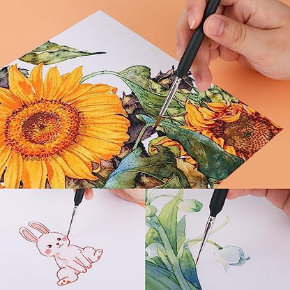 10 Pcs Fine Detail Paint Brush Set - Lightweight Wooden Ergonomic Grip Miniature Paint Brushes for Acrylic, Warhammer 40K, Gundam Models, D&D Figures, Nail Art - Micro Paint Brushes