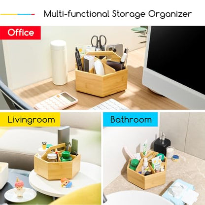 MEEDEN Rotating Art Supply Organizer: Bamboo Pen & Pencil Holder for Desk
