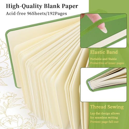 5x5 Pocket Sketch Book,80gsm Hardcover Art Sketchbook for Drawing Journal | PU Cover,Blank Paper,96Sheets/192Pages,Lay-Flat,Portable Travel Creation Paint Diary Memo Planner,Dry Media.Green - color: PU Cover-5x5in-Green