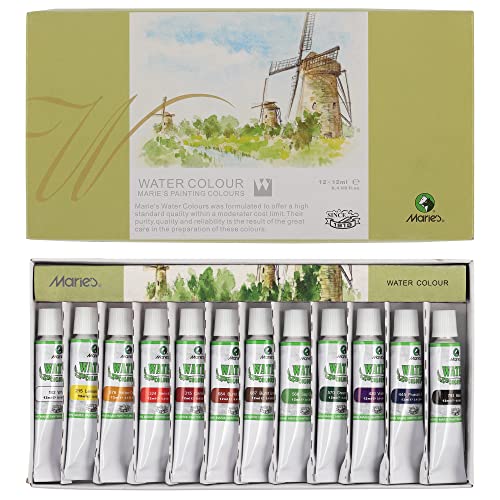 Marie's Artist Extra Fine Watercolor Sets - High Pigment and Concentration 12mL Watercolor Paint Set for Artist, Students, Teachers, Professionals, & More! - Set of 12 - size: Set of 12