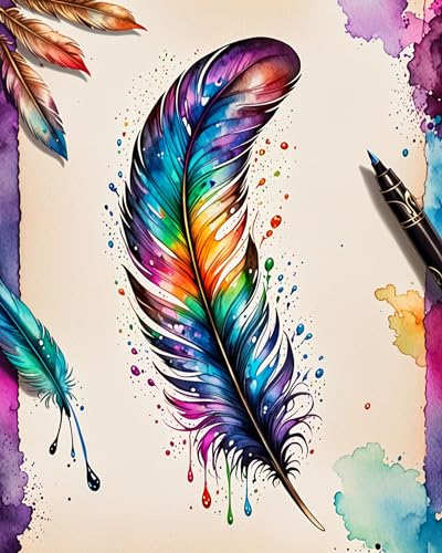 ldazao Paint By Numbers Kit for Adults Feather Adult Paint By Number Kits Canvas Painting Kit for Beginner Adults' Paint-By-Number Kits Oil Painting Kits for Gift Home Wall Decor 16x20 Inch - color: SZ004