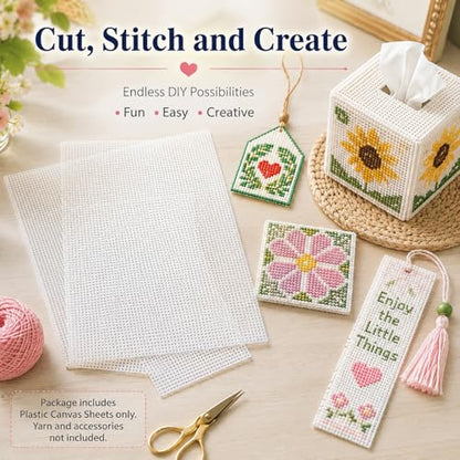 YOUNTHYE 15 PCS Plastic Canvas Sheets 10 Count 10.2X 13.2Inch Plastic Mesh Sheet Large Plastic Canvas for Embroidery Crafting, Acrylic Yarn Crafting, Knit and Crochet Projects - size: 10count