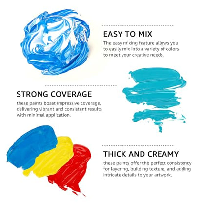 ABEIER Large Bulk Acrylic Paint Set, 15 x 16 fl oz, Non-Toxic | Matte finish, rich pigments, thick consistency, smooth blending, waterproof when dry, palette knife and sponge included - color: 15 Colors