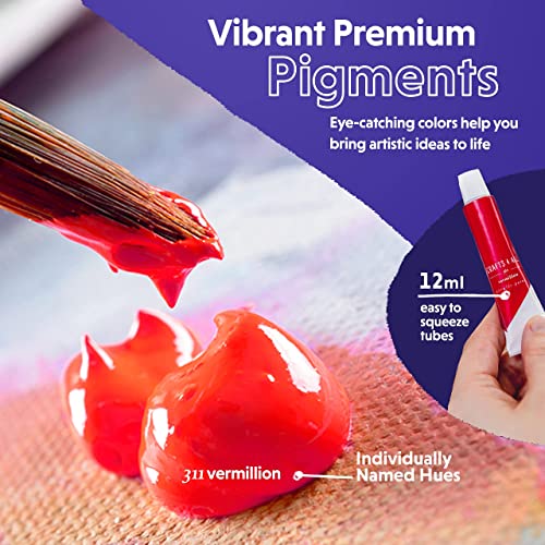 Crafts 4 All Acrylic Paint Set - Art Paints for Canvas, Model Painting, Wood, Ceramics and Fabric - Craft Supplies with 3 Artist Brushes for Adults & Kids﻿, 12 Pack, 12mL - size: 0.4 Fl Oz (Pack of 12)