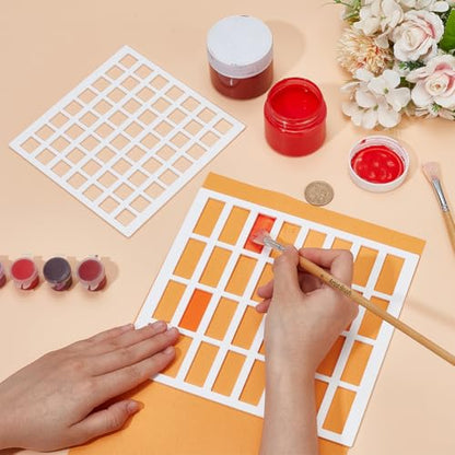 BENECREAT 2Pcs Acrylic Drawing Painting Stencils, Geometric Drafting Rectangle & Square Template, Swatching Paint Template for Fabric Walls Crafts Arts Paper Home Decoration, 2.5mm Thick - size: 8.27x7.48 Inch & 6.3x6.3 Inch