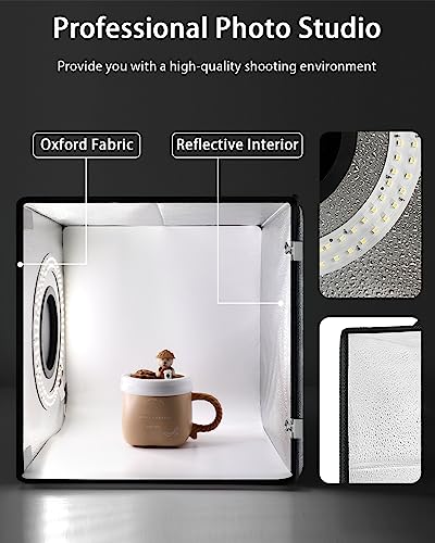 Light Box Photography, Portable Photo Studio Booth Box, 10" x 10" Professional Mini Shooting Tents with 104 LED Lights Dimmable, 6 Backdrops for Small Product: Jewelry, Miniature Models etc. - size: 10*10 inch