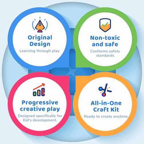 JoyCat Zero-Prep Craft Kit for Kids Ages 4-8, 23-Project Craft Box | All-in-one craft box includes 23 projects, safety scissors, diamond art and an LED light-up 3D craft for creative play.
